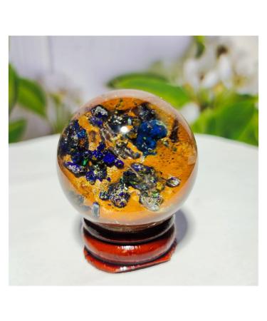 Natural Sphere Natural Azurite Quartz Ball Crystal Gemstones Stone Hand Polished Spheres Home Decoration 1pc (Color : 70-85g)