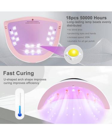 LKE 72W UV LED Nail Lamp with LCD Display | 3 Timer Settings | Gel Nail Polish Curing Dryer - Pink - Buy Online on GoSupps.com