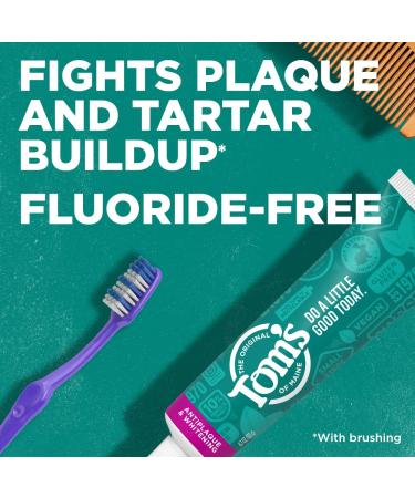 Tom's of Maine Fluoride-Free Antiplaque & Whitening Toothpaste 2-Pack - Spearmint 5.5 oz - Natural Ingredients - Packaging May Vary - Buy Online on GoSupps.com