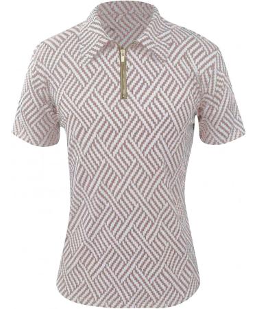 Cookinty Men's Striped Polo Shirt - Beige | Button Down Short Sleeve Golf & Tennis Shirt (Large) - Buy Online on GoSupps.com