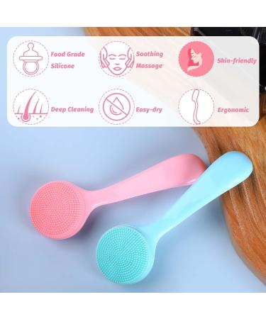 Comnico 2-Pack Manual Facial Cleaning Brush - Soft Silicone Skin Washer & Peeling Pads for Deep Cleansing Makeup Residues (Blue & Pink) - International Shipping Available - Buy Online on GoSupps.com