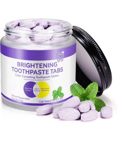 Purple Toothpaste Tablets with Nano Hydroxyapatite for Teeth Whitening Fresh Breath Safe and Remineralizing Tablets with Coconut Oil Peppermint 150 Pcs - 3.2 Oz