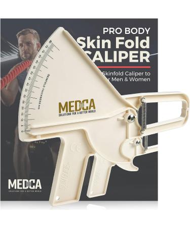 Pro Body Skin Caliper - Handheld BMI Measuring Tool for Accurate Fat Measurement | Fitness and Weight Loss Monitoring Tool for Men and Women | Includes Instructions and Body Fat Chart - White - Buy Online on GoSupps.com