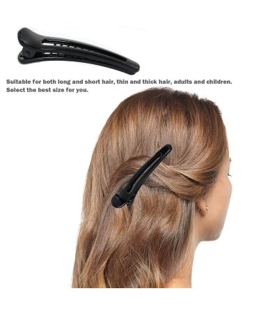 12 Large Duck Hair Clips Set for Hairdressing - Black Crocodile Clamps for Salon & Sports - 3 Sizes Included - Buy Online on GoSupps.com