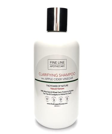 99% Natural CLARIFYING SHAMPOO - APPLE CIDER VINEGAR ALOE VERA TEA TREE & EUCALYPTUS - 250 ml by Fine Line Apothecary No Sulfates No Parabens No Silicone. Concentrated Low Lather