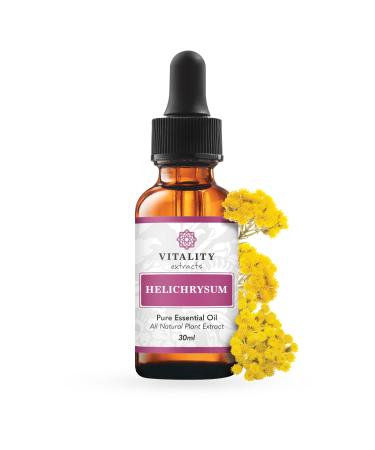 Vitality Extracts Helichrysum Essential Oil - 30ml Helichrysum Gymnocephalum Aromatherapy Skin Care Happy Stress Relief Aches Relief Helichrysum Gymnocephalum 1.01 Fl Oz (Pack of 1)