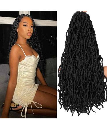 New Soft Locs Crochet Hair 24 Inch 6 Packs Faux Locs Crochet Hair Pre Looped Knotless Style Natural Curly Wavy Crochet Braids Hair No odor Skin Friendly Bouncy(24 Inch 6 Pack 1B) 24 Inch(Pack of 6) 1B