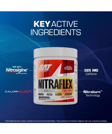 GAT NITRAFLEX Burn Pre Workout - Apple Melon Flavor - 30 Servings | Boost Energy & Burn Fat - Buy Online on GoSupps.com