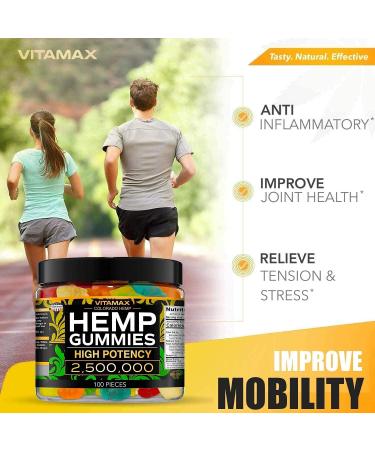 Vitamax Hemp Gummies - 2500000 Strength - Natural Fruit Flavors - USA Made Relaxing Gummies - 100ct - Buy Online on GoSupps.com