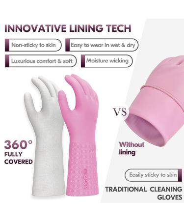 Vgo Heavy Duty Cleaning Gloves | Lined Nylon Household Gloves | Thicker Antislip Washing Up Gloves | Latex Free | Reusable | for Kitchen, Bathroom, Gardening, Painting | Flower Flavor | 1 Pair Large (Pack of 1) - Sweet Pink - Buy Online on GoSupps.com