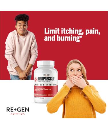Re+Gen HERPRESCUE Cold Sore Support Supplement - Natural Capsules with Zinc Vitamin C & L-Lysine for Immune Health - 120 Capsules - International Shipping Available - Buy Online on GoSupps.com