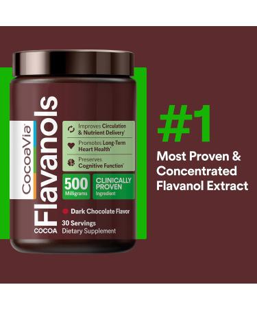 CocoaVia Cardio Health Cocoa Powder - 30 Servings, 500mg Cocoa Flavanols - Heart Health Support, Nitric Oxide Boost, Energy, Preworkout - Vegan Dark Chocolate Cacao - 6.8oz - Buy Online on GoSupps.com