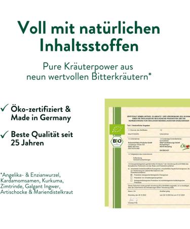 Organic Bitter Power Drops - High-Dose Herbal Formula by Hildegard von Bingen | 100% Natural Vegan Made in Germany (100ml) for Digestive Health - Buy Online on GoSupps.com