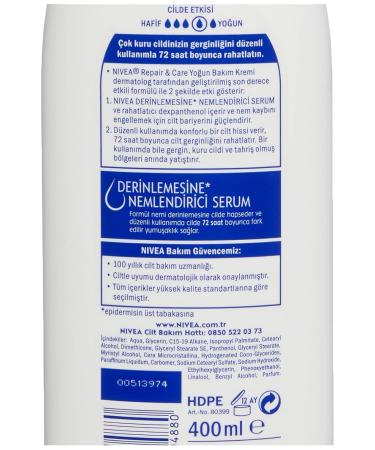 Nivea Repair & Care Body Lotion 400ml - Intensive Moisturizer for Tight Dry Skin | 72 Hours of Hydration & Repair - Buy Online on GoSupps.com