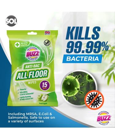 30 Pack Buzz All Floor Wipes Apple - Ultra Strong Wood Floor Cleaning Wipes - Quick Drying, Dust Magnet, Suitable for Laminate & Wooden Floors - Buy Online on GoSupps.com