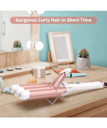 Ohuhu 1 Inch Ceramic Tourmaline Triple Barrels Hair Waver Curling Iron | Temperature Adjustable with LCD Temp Display | Rose Gold | Mother's Day Gift - Buy Online on GoSupps.com