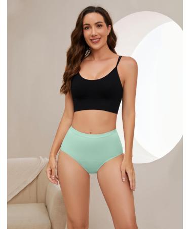 Leovqn Lace Trim Period Pants for Women - Menstrual Underwear for Heavy Flow & Postpartum, Leakproof Briefs - S Light Green - Buy Online on GoSupps.com