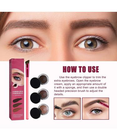 4D Hair Stroke Brow Stamp Brush Set with Mini Eyebrow Cream - Dark Brown - Buy Online on GoSupps.com