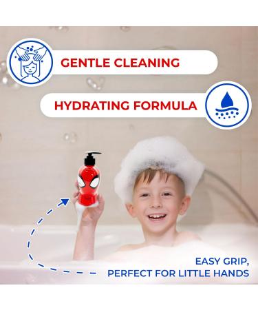Spiderman Children Hair and Body Wash 2 in 1 Bubble Bath and Shampoo with Dispenser Suitable for All Hair Types and Dry Sensitive Skin and Scalp 300 ml - Buy Online on GoSupps.com