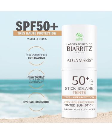 Laboratoires de Biarritz Alga Maris Tinted Sunscreen Stick SPF50+ Organic 9g - Buy Online on GoSupps.com