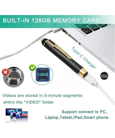 128G Hidden Camera, 1080P Spy Camera Pen, Body Camera, Mini Nanny Cam with 300 Minutes Video Loop Recording, Secret Camera-One Button Wireless Security Camera for Home - Buy Online on GoSupps.com