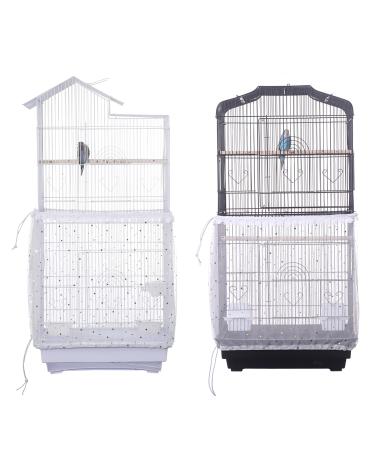 Perfitel Universal Birdcage Cover Seed Catcher Parrot Birdcage Nylon Mesh Guard Netting with lace (Not Included Birdcage,1 Piece) 80 x 18 inch White