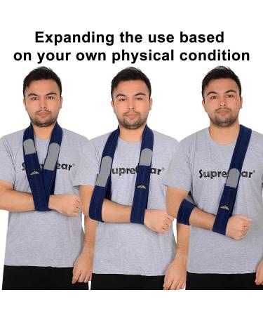 Supregear Adjustable Lightweight Arm Sling | Breathable Shoulder Immobilizer Support 180cm - Dark Blue - Buy Online on GoSupps.com