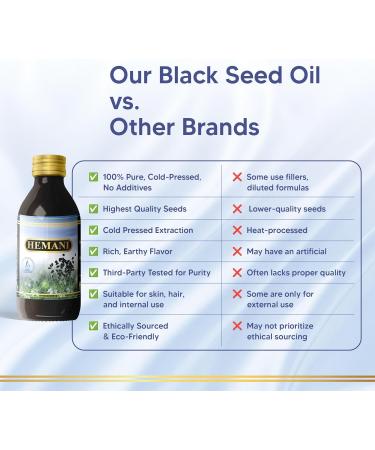Hemani Black Seed Oil 125 ML - 4 FL OZ - First Cold Pressed - Alcohol Free - Solvent Free - Immunity Booster - Black Cumin Seed Oil from 100% Halal Genuine Nigella Sativa - Buy Online on GoSupps.com