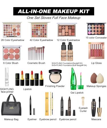 All in One Makeup Kit for Women Full Kit Travel Makeup Kit Makeup Gift Set for Women & Girls Makeup Essential Bundle Include Foundation Eyeshadow Palette Lipstick Eyebrow Pencil Cosmetic Brush Set - Buy Online on GoSupps.com