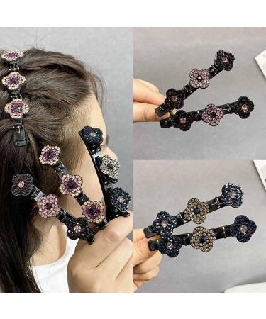 Sparkling Crystal Stone Braided Hair Clips Satin Fabric Hair Bands Braided Hair Clip with Rhinestones for Women (8 PCS) - Buy Online on GoSupps.com