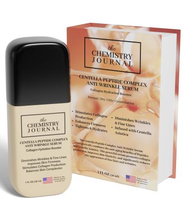 THE CHEMISTRY JOURNAL Centella Peptide Complex Anti Wrinkle Serum - Powerful Evening Collagen Hydration Booster Anti Aging Serum Tightens Skin Reduces Fine Lines & Wrinkles. Made in the USA.