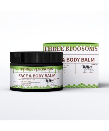 Three Bloosoms Organic Beef Tallow for Face and Skin, 100% Natural Honey Tallow Balm Body Cream for Skin Moisturizing, Nurishing and Long Lasting, Anti-Wrinkle, Improves Skin Softness