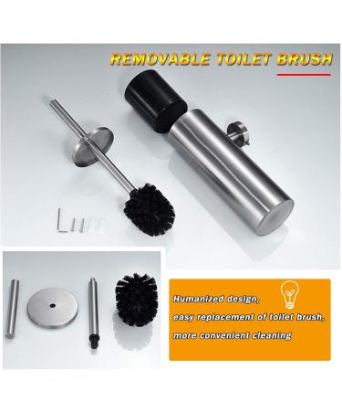 Compact Freestanding Stainless Steel Toilet Bowl Brush and Holder for Bathroom Storage and Organization - Space Saving Sturdy - Buy Online on GoSupps.com