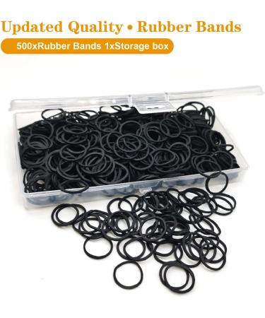 500pcs Black Elastic Hair Bands with Box - Small Hair Rubber Bands for Women, Kids, Braids, Beard - Soft Mini Elastics Ties - Buy Online on GoSupps.com