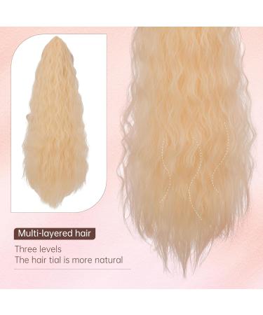 32 Inch Drawstring Ponytail Extension for Women - Long Curly Natural Wavy Hairpiece in Light Ash Brown mix Bleach Blonde - Ideal for Daily Use and Parties - Buy Online on GoSupps.com