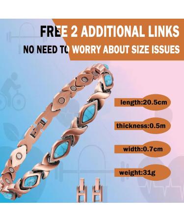Yinox Magnetic Therapy Copper Bracelet for Women | Arthritis Pain Relief & Fashion with Turkish Turquoise (3500 Gauss) - Buy Online on GoSupps.com