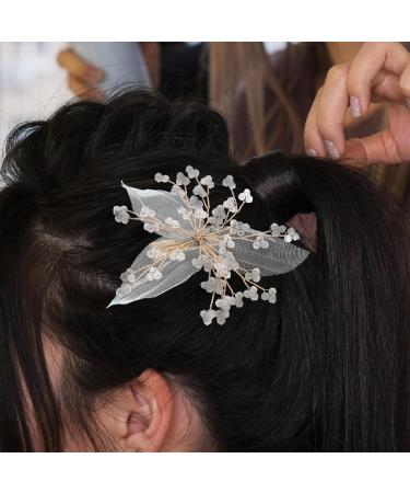 Lurrose Bridal Hair Clips - Green Leaf & Crystal Accessories for Weddings & Parties - Buy Online on GoSupps.com