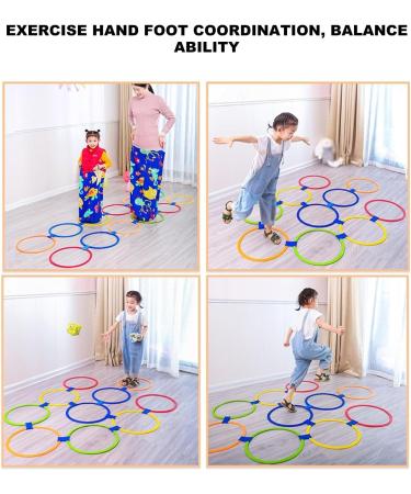 Sensory Training Hoops Free Combination Hopscotch Hoop Plastic Material Multipurpose 10PCS with 10 Buckles for Jumping Activities L 6.2x36cm - Buy Online on GoSupps.com