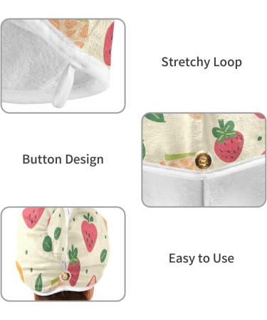 Strawberry Kiwi Fruit Hair Towel Set - Super Absorbent Quick Dry Turbans for Women & Girls | 2 Pack - Buy Online on GoSupps.com