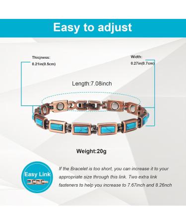 Shop Adjustable Copper Bracelets for Women | 7.48" Blue Turquoise Magnetic Fashion Jewelry - Buy Online on GoSupps.com