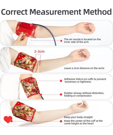Extra Large Blood Pressure Cuff 15.7"-26" (40-66CM) - Replacement for Big Arms | 6 Connectors | Compatible with Upper Arm Monitors | Red Classical Flower Pattern - Buy Online on GoSupps.com