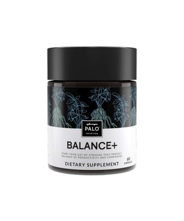PALO Balance+ Mood Support Supplement with Adaptogens | Helps Calm The Mind & Body Stress Relief Energy Supplements | 100% Plant-Based | Ashwagandha Astragalus Rhodiola Green Tea 60 Capsules
