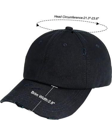 Eohak Women's Ponytail Baseball Hat | Distressed Retro Washed Twill | Black Medium - Buy Online on GoSupps.com