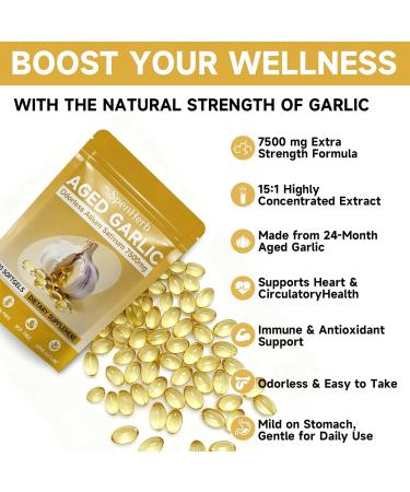 Aged Garlic Extract Softgels Odorless Allium Sativum 7500mg Antioxidant Supplement Immune Support Heart Health Non-GMO 300 Softgels 1 Bag 300 Count (Pack of 1) - Buy Online on GoSupps.com