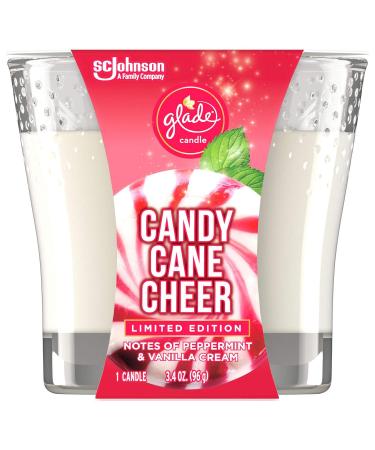 Glade Jar Candles Fragrance Candles Infused with Essential Oils Air Freshener Candles 3.4 Oz Multiple Scents Available! (Candy Cane Cheer 1 Wick) Peppermint 1 Wick