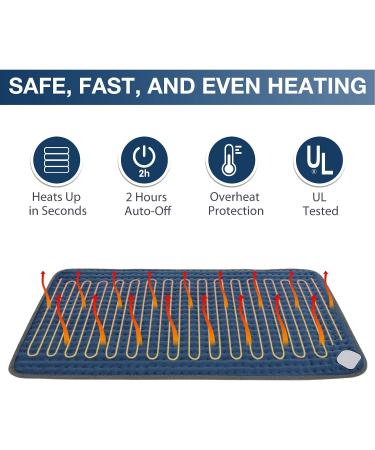 DAILYLIFE 17x33 Heating Pad Electric Blanket | UL Certified, 6 Heating Settings, Overheating Protection | Auto-Off, Machine Washable | Deep Blue Classic - Buy Online on GoSupps.com