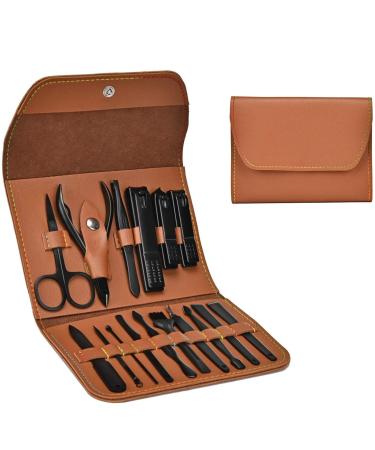 16 Pieces Manicure Set with PU Leather Case, Personal Care Tool, Gifts for Men/Women, Anniversary, Christmas, Birthday, Married Couples Anniversary, Stocking Stuffers