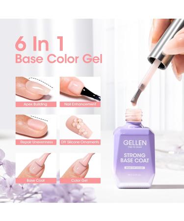 Gellen 18ml Rubber Base Nail Gel Soak off UV LED Base Coat Nude Color Gel Nail Polish No Wipe Strengthener Builder Gel Long Lasting Shine & Repair Base Coat - Buy Online on GoSupps.com