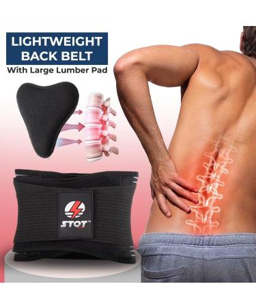 Breathable Adjustable Back Brace for Lower Back Pain - Perfect for Men & Women | Includes Mesh Bag | Ideal Support for Heavy Lifting - Large Black - Buy Online on GoSupps.com