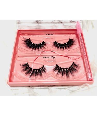 GlamourGaze Faux EyeLash 3D Mink Fur Fluffy Lashes pair of two lashes Black Band